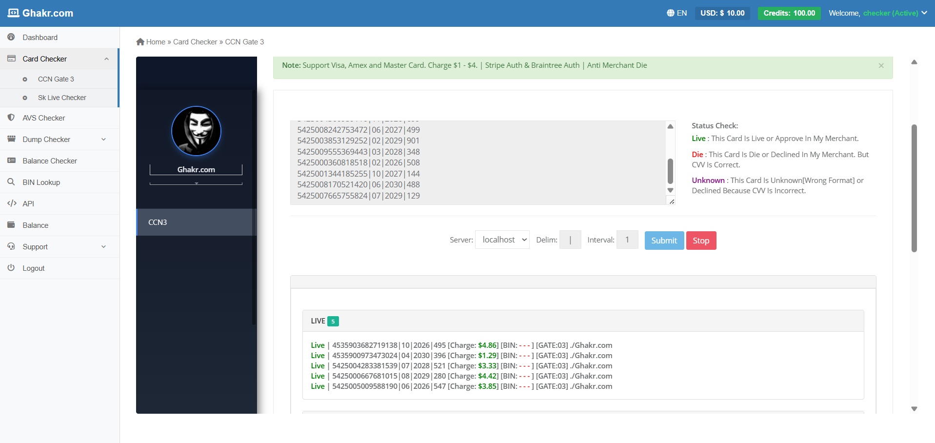CC Checker Interface
